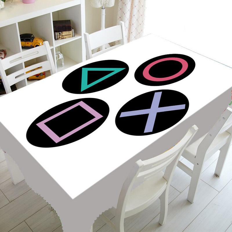 Cool Playstation Gaming Home Decor Playstation Controller Buttons Stolnjak za Pravokutni stol Pokrivač Video igre Stolnjak