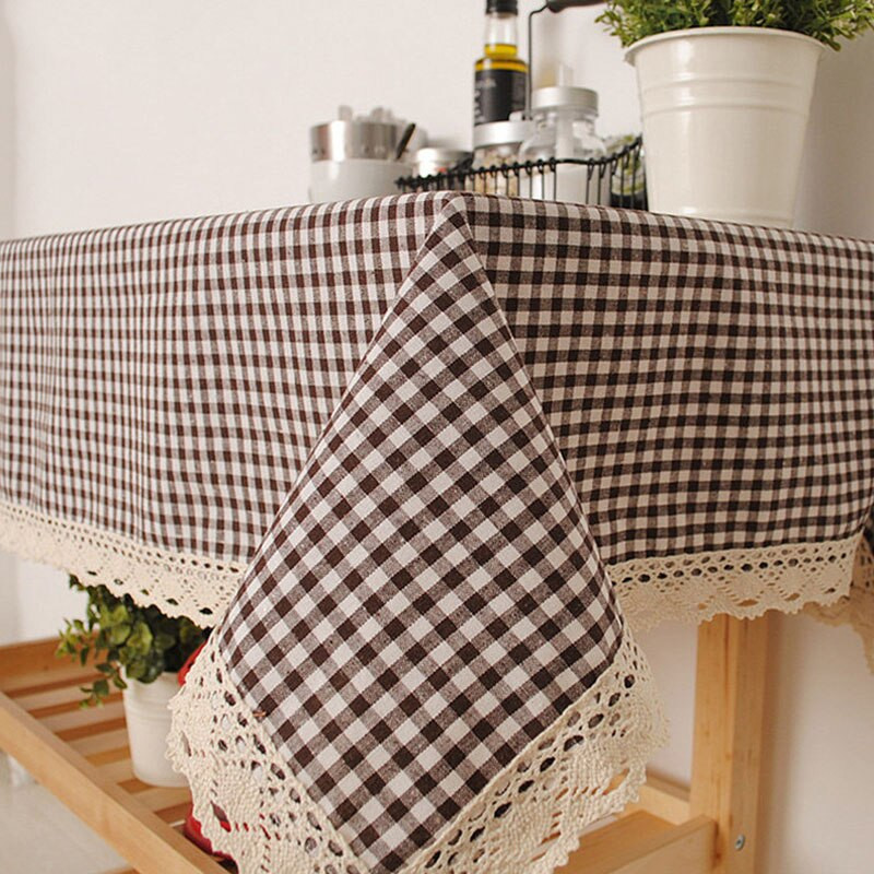 Pastoralno ružičasti karirani stolnjak Dom Dnevni Dnevni boravak Blagovaonica Prekrivač za stol Stolić za kavu Stol Pamučni linan Stolnjak Mantele