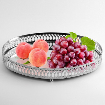 Διακοσμητικό πιάτο αποθήκευσης γλυκού φρούτων 1 τμχ Nordic Glass Mirror Κοίλο σκαλισμένο στρογγυλό δίσκο Party Party
