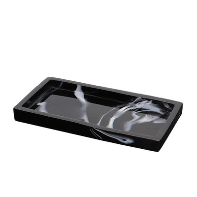 Blat Decor pentru casă Tavă de baie de uz casnic Organizator de cosmetice din rășină rezistent la apă Hotel Textura de marmură Placă dreptunghiulară Depozitare