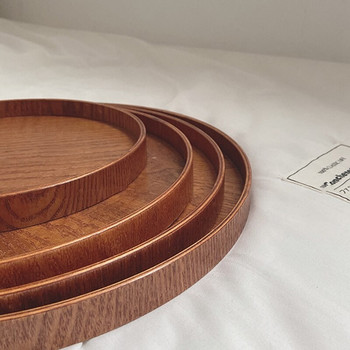 Ρετρό ξύλινος δίσκος σερβιρίσματος για κουζίνα στρογγυλός δίσκος αποθήκευσης Επιδόρπιο Πιάτα σερβιρίσματος τσαγιού Επιτραπέζια σκεύη Επιτραπέζια Sundries Organizer