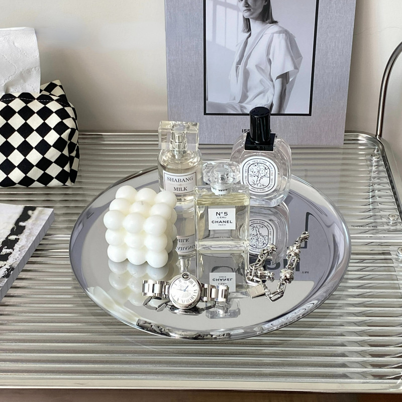 Ogledalo od nehrđajućeg čelika Srebrna ladica High Sense ladica za pohranu na radnoj površini Kozmetika Nakit Kutija za pohranu raznih stvari Ukrasna ladica