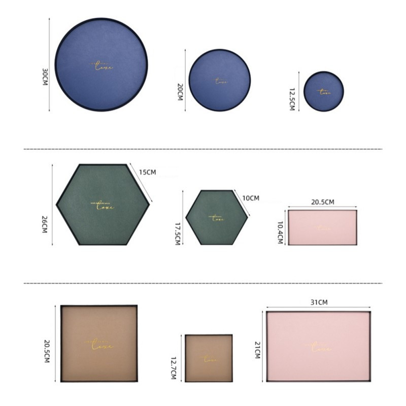 Okrúhly úložný podnos z Nordic Iron, kreatívny geometrický kožený kovový dekoratívny podnos, multifunkčný stojan na šperky a drobnosti
