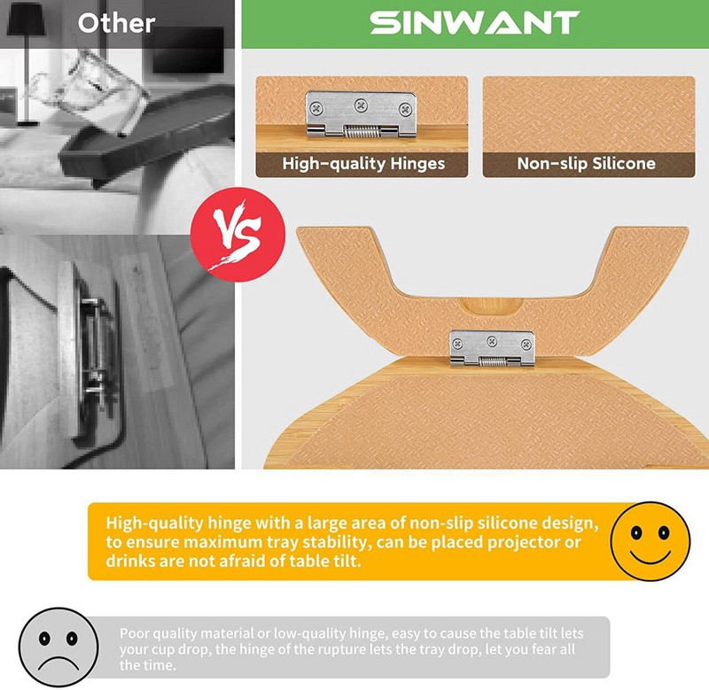 Poslužavnik za kauč Stol Kauč Naslon za ruke Pladanj za kauč Pladanj za kauč od prirodnog bambusa Praktična posuda za grickalice za TV za daljinski upravljač Grickalice za kavu