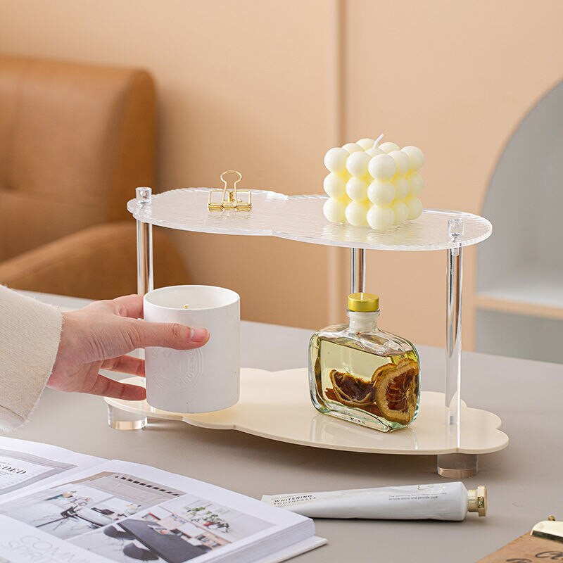 Dvoslojni akrilni pladanj Ukrasni pladanj Organizator za pohranu Kućni dekor Kupaonski pribor Stalak za pohranu kozmetičkih parfema za svijeće