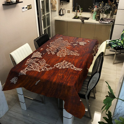 Világtérkép Nyomtatott poliészter vízálló terítő Négyszögletes négyzet alakú teaasztal étkezőasztal huzat asztalterítő otthoni dekorációk