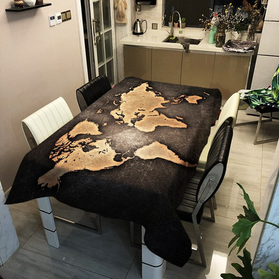 Világtérkép Nyomtatott poliészter vízálló terítő Négyszögletes négyzet alakú teaasztal étkezőasztal huzat asztalterítő otthoni dekorációk