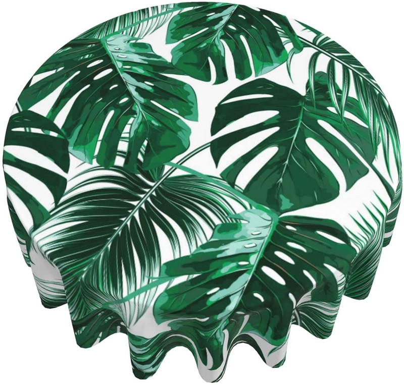 Atogrąžų palmės lapų staltiesė, žalia palmės lapų apvali staltiesė, skirta virtuvės valgomojo pikniko vakarėlio banketų dekoravimui