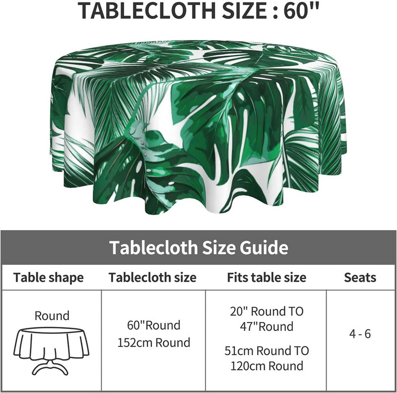 Atogrąžų palmės lapų staltiesė, žalia palmės lapų apvali staltiesė, skirta virtuvės valgomojo pikniko vakarėlio banketų dekoravimui