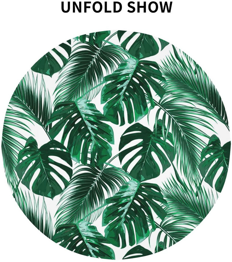 Atogrąžų palmės lapų staltiesė, žalia palmės lapų apvali staltiesė, skirta virtuvės valgomojo pikniko vakarėlio banketų dekoravimui
