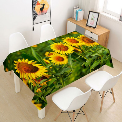 Suncokret Ruža Stolnjak Stolnjak Prekrivač 3D za blagovanje Kava Party Manteles Pravokutni dnevni boravak Cvijeće Dekoracija doma