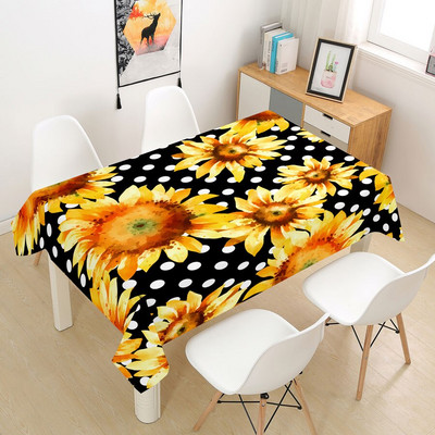Suncokret Ruža Stolnjak Stolnjak Prekrivač 3D za blagovanje Kava Party Manteles Pravokutni dnevni boravak Cvijeće Dekoracija doma