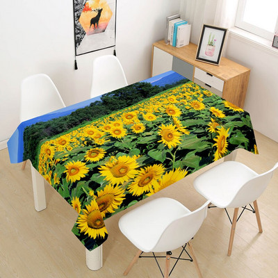 Suncokret Ruža Stolnjak Stolnjak Prekrivač 3D za blagovanje Kava Party Manteles Pravokutni dnevni boravak Cvijeće Dekoracija doma