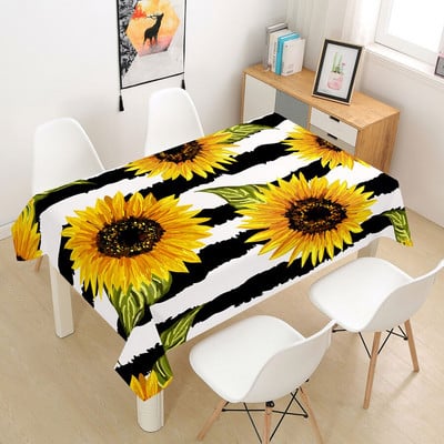 Suncokret Ruža Stolnjak Stolnjak Prekrivač 3D za blagovanje Kava Party Manteles Pravokutni dnevni boravak Cvijeće Dekoracija doma