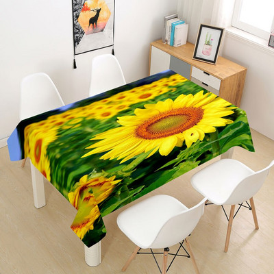 Suncokret Ruža Stolnjak Stolnjak Prekrivač 3D za blagovanje Kava Party Manteles Pravokutni dnevni boravak Cvijeće Dekoracija doma