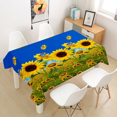 Suncokret Ruža Stolnjak Stolnjak Prekrivač 3D za blagovanje Kava Party Manteles Pravokutni dnevni boravak Cvijeće Dekoracija doma