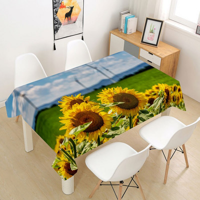 Suncokret Ruža Stolnjak Stolnjak Prekrivač 3D za blagovanje Kava Party Manteles Pravokutni dnevni boravak Cvijeće Dekoracija doma