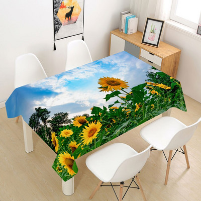 Suncokret Ruža Stolnjak Stolnjak Prekrivač 3D za blagovanje Kava Party Manteles Pravokutni dnevni boravak Cvijeće Dekoracija doma