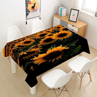 Suncokret Ruža Stolnjak Stolnjak Prekrivač 3D za blagovanje Kava Party Manteles Pravokutni dnevni boravak Cvijeće Dekoracija doma