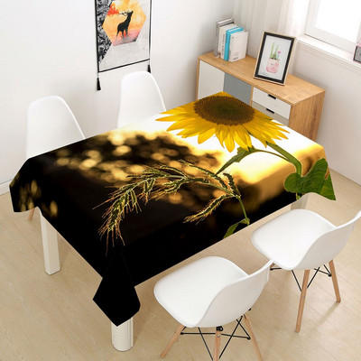 Suncokret Ruža Stolnjak Stolnjak Prekrivač 3D za blagovanje Kava Party Manteles Pravokutni dnevni boravak Cvijeće Dekoracija doma