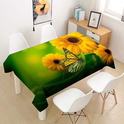 Suncokret Ruža Stolnjak Stolnjak Prekrivač 3D za blagovanje Kava Party Manteles Pravokutni dnevni boravak Cvijeće Dekoracija doma