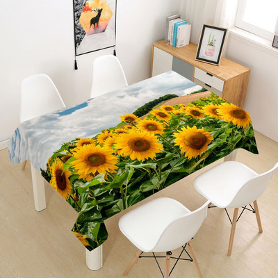 Suncokret Ruža Stolnjak Stolnjak Prekrivač 3D za blagovanje Kava Party Manteles Pravokutni dnevni boravak Cvijeće Dekoracija doma