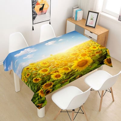 Suncokret Ruža Stolnjak Stolnjak Prekrivač 3D za blagovanje Kava Party Manteles Pravokutni dnevni boravak Cvijeće Dekoracija doma