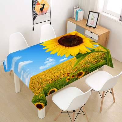 Suncokret Ruža Stolnjak Stolnjak Prekrivač 3D za blagovanje Kava Party Manteles Pravokutni dnevni boravak Cvijeće Dekoracija doma