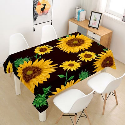 Suncokret Ruža Stolnjak Stolnjak Prekrivač 3D za blagovanje Kava Party Manteles Pravokutni dnevni boravak Cvijeće Dekoracija doma