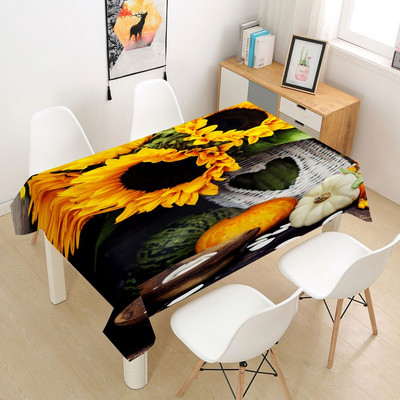 Suncokret Ruža Stolnjak Stolnjak Prekrivač 3D za blagovanje Kava Party Manteles Pravokutni dnevni boravak Cvijeće Dekoracija doma