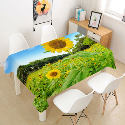 Suncokret Ruža Stolnjak Stolnjak Prekrivač 3D za blagovanje Kava Party Manteles Pravokutni dnevni boravak Cvijeće Dekoracija doma