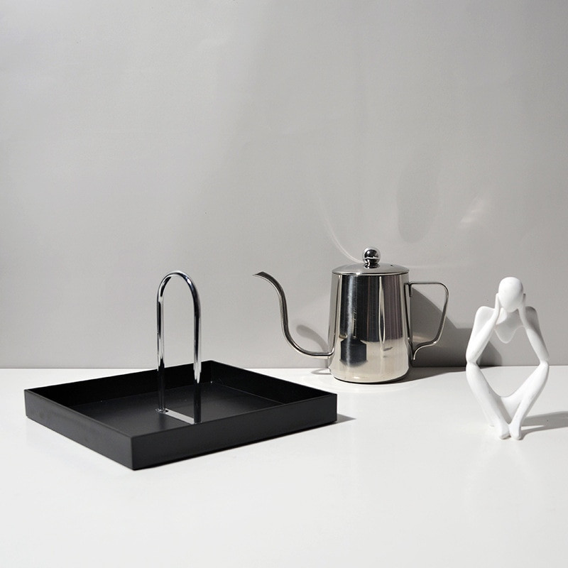 Cutelife Nordic Black Square Plastikiniai padėklai Dekoratyviniai Namai Vonios Stalo padėklas Raktai Stalo įrankiai Kvepalai Papuošalai Virtuvės padėklas