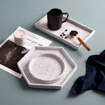 Cutelife Ceramics Μαρμάρινο μοτίβο Δίσκος αποθήκευσης Επιτραπέζια σκεύη κουζίνας Τροφίμων πρωινού Στρογγυλοί δίσκοι Διακοσμητικό Δαχτυλίδι Κοσμήματα Δίσκος γάμου