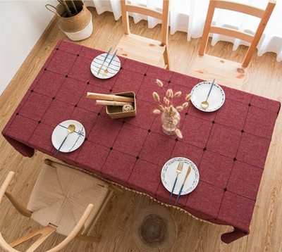 Față de masă decorativă solidă în carouri, cu ciucuri, impermeabilă, rezistentă la ulei, husă dreptunghiulară pentru masă de nuntă Față de masă pentru ceai