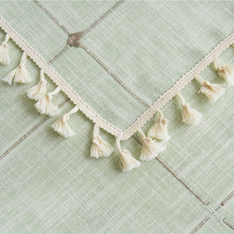 Față de masă decorativă solidă în carouri, cu ciucuri, impermeabilă, rezistentă la ulei, husă dreptunghiulară pentru masă de nuntă Față de masă pentru ceai