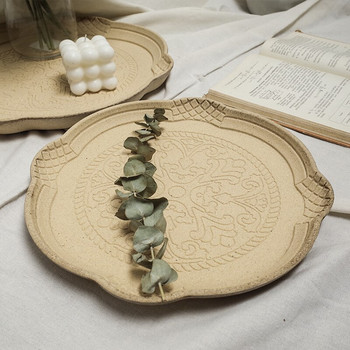 Cutelife ρετρό στρογγυλός ξυλόγλυπτος δίσκος αποθήκευσης Vintage διακόσμηση σαλονιού Δίσκος καναπέ σπιτιού Νυφικά κοσμήματα Δίσκος κρεβατοκάμαρας αρωμάτων