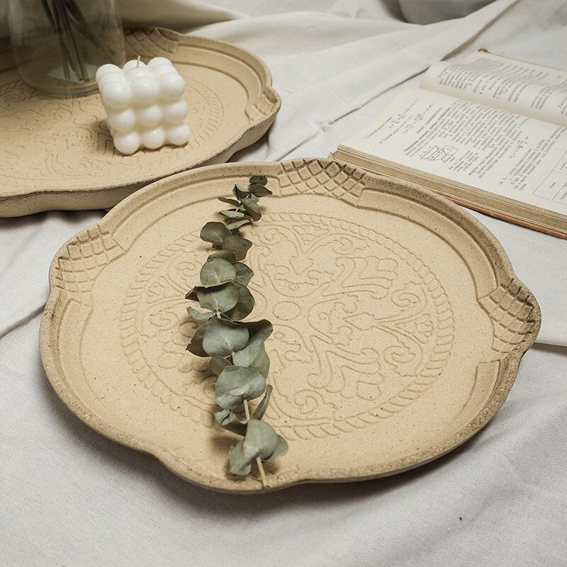 Cutelife retro okrugla drvena izrezbarena ladica za pohranu Vintage dekoracija dnevne sobe poslužavnik za kućni kauč Vjenčani nakit Parfem ladica za spavaću sobu