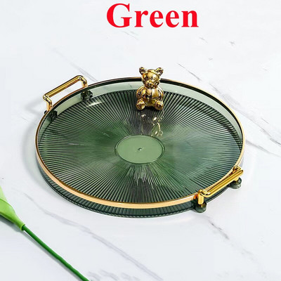 Luksuzni pladanj za pohranu Pladanj sa zlatnom ručkom Spremište za kućansku kozmetiku Ukrasni pladanj Dnevni boravak Kuhinja Voće Šalica za čaj Plastični tanjur