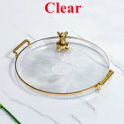Luksuzni pladanj za pohranu Pladanj sa zlatnom ručkom Spremište za kućansku kozmetiku Ukrasni pladanj Dnevni boravak Kuhinja Voće Šalica za čaj Plastični tanjur
