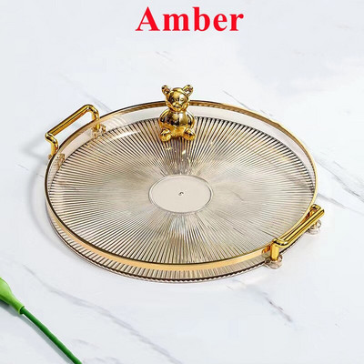 Luksuzni pladanj za pohranu Pladanj sa zlatnom ručkom Spremište za kućansku kozmetiku Ukrasni pladanj Dnevni boravak Kuhinja Voće Šalica za čaj Plastični tanjur