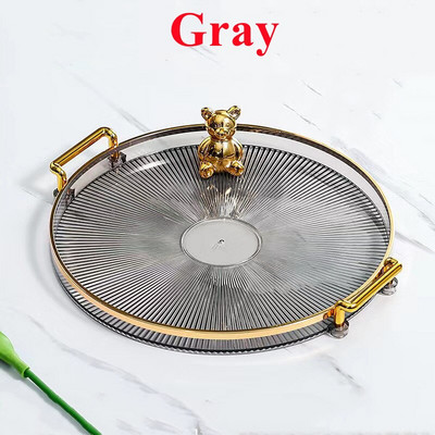 Luksuzni pladanj za pohranu Pladanj sa zlatnom ručkom Spremište za kućansku kozmetiku Ukrasni pladanj Dnevni boravak Kuhinja Voće Šalica za čaj Plastični tanjur