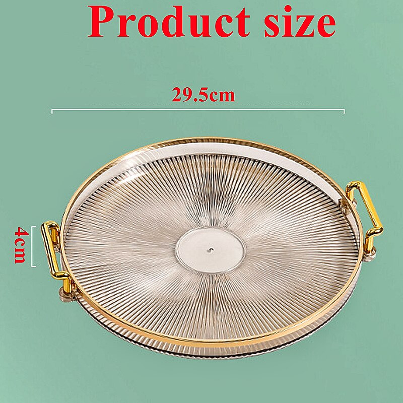 Luksuzni pladanj za pohranu Pladanj sa zlatnom ručkom Spremište za kućansku kozmetiku Ukrasni pladanj Dnevni boravak Kuhinja Voće Šalica za čaj Plastični tanjur