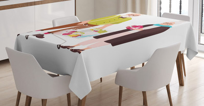 Teniski stolnjak Uzorak sportskih lopti s kovitlacima Tkanina za blagovaonski stol za uređenje kuhinje i doma