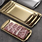 304 zlatno zlatno od nehrđajućeg čelika Posude za pohranu hrane BBQ Sushi Ravna posuda za pečenje kruha od tijesta Kuhinjski tanjur za voće i povrće