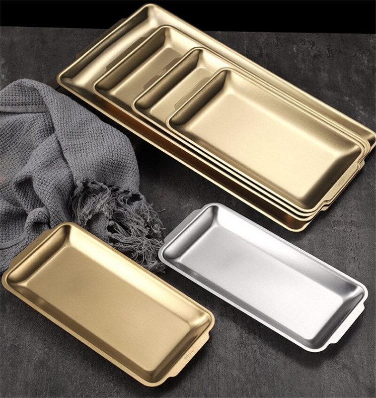 304 zlatno zlatno od nehrđajućeg čelika Posude za pohranu hrane BBQ Sushi Ravna posuda za pečenje kruha od tijesta Kuhinjski tanjur za voće i povrće