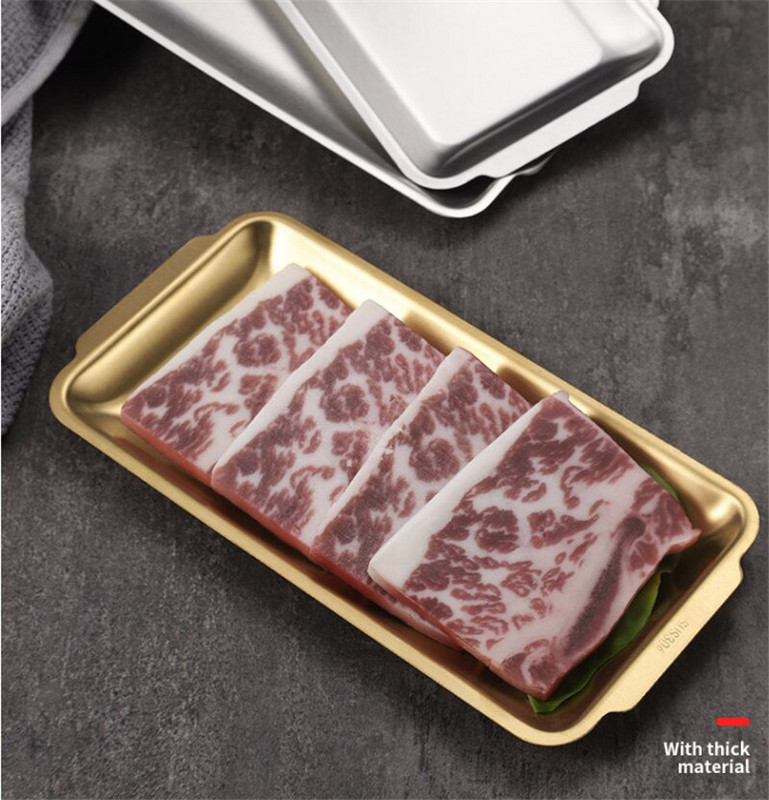 304 zlatno zlatno od nehrđajućeg čelika Posude za pohranu hrane BBQ Sushi Ravna posuda za pečenje kruha od tijesta Kuhinjski tanjur za voće i povrće