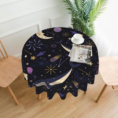 Saulė ir mėnulis Retro staltiesė Astronomy Witch Pigūs Gražūs stalo užtiesalai Virtuvės spausdinta apsauga Poliesterio staltiesė