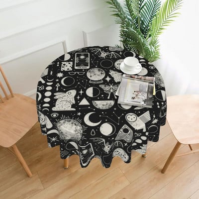 Saulė ir mėnulis Retro staltiesė Astronomy Witch Pigūs Gražūs stalo užtiesalai Virtuvės spausdinta apsauga Poliesterio staltiesė