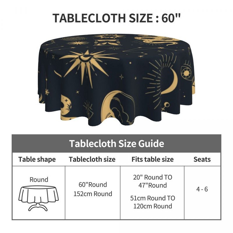 Saulė ir mėnulis Retro staltiesė Astronomy Witch Pigūs Gražūs stalo užtiesalai Virtuvės spausdinta apsauga Poliesterio staltiesė