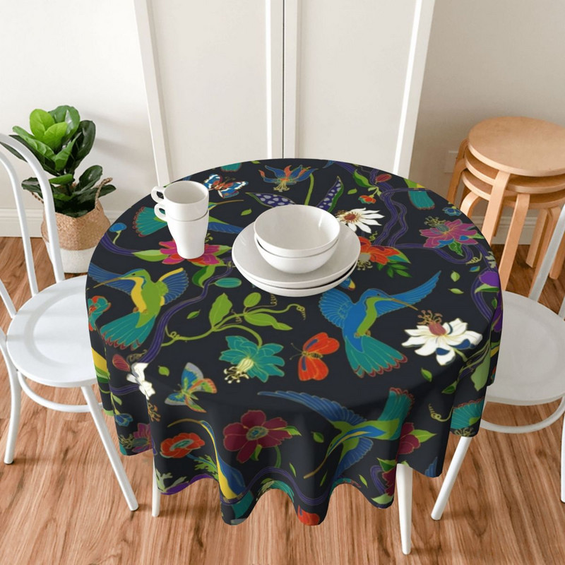Atogrąžų apvali staltiesė Elegantiška apsauga savitarnos stalo užvalkalas Vintage individualizuota poliesterio didmeninė staltiesė